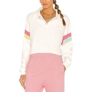 Wildfox | Candy Stripe Miami Terry Dolman Sleeve Long Sleeve Polo in Pastel
